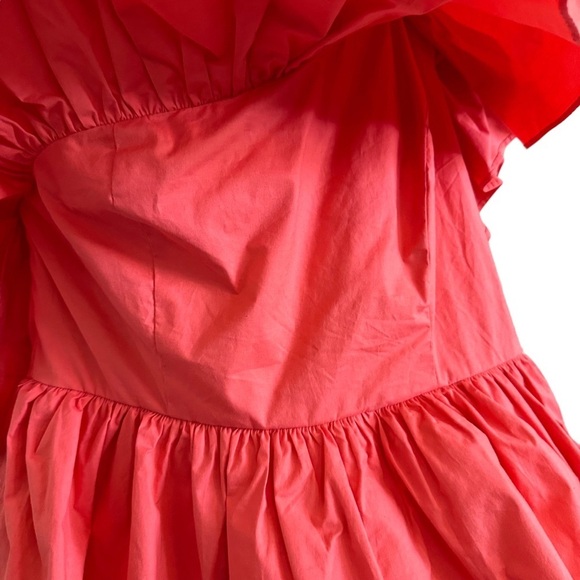 Do + Be One Shoulder Ruffle Shorts Romper Coral Sz Medium NWT - Picture 6 of 16